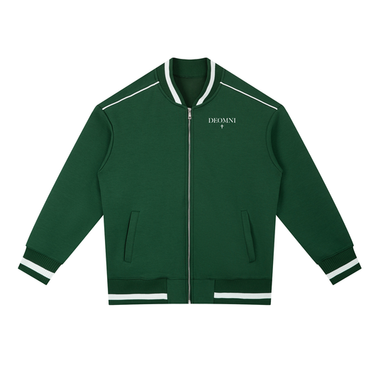 Contrast Piping Zip Bomber Jacket