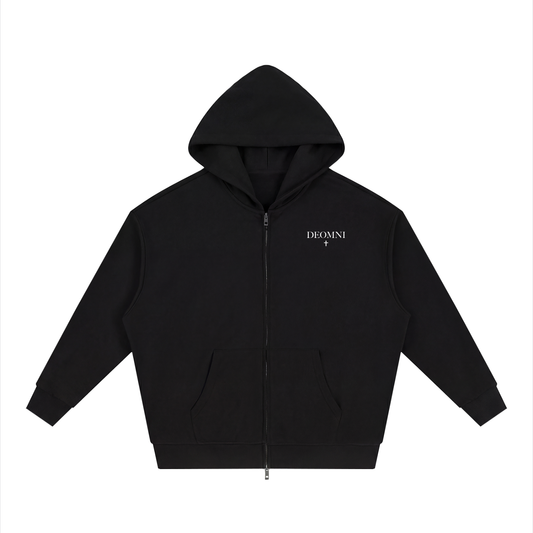 Unisex Loose Solid Full Zip Hoodie