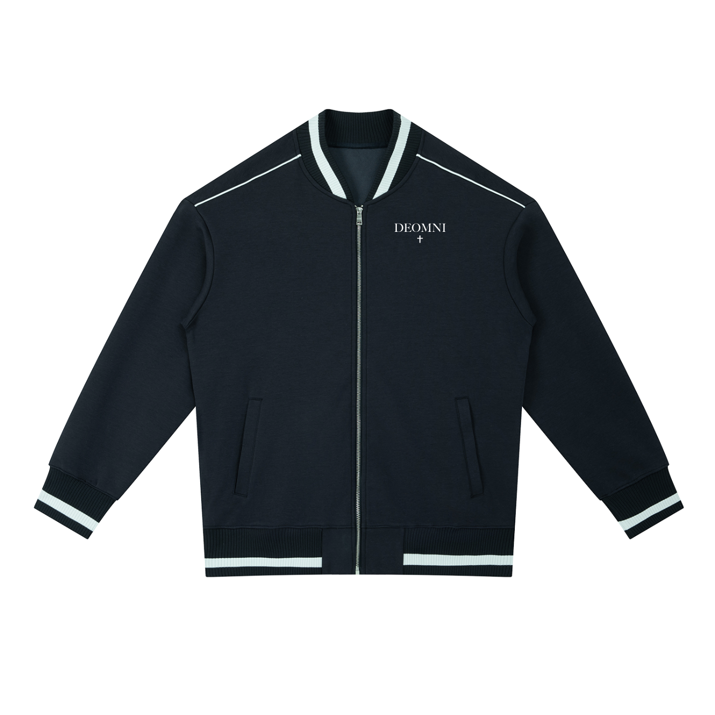 Contrast Piping Zip Bomber Jacket
