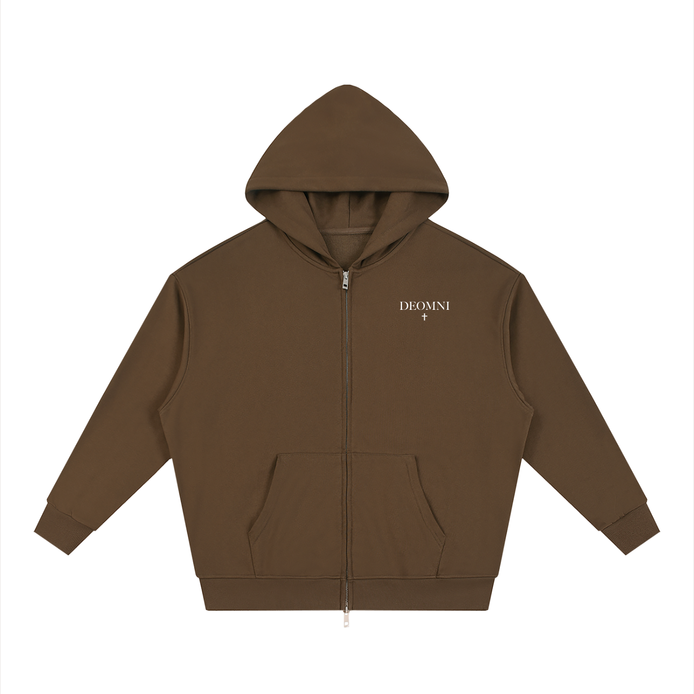 Unisex Loose Solid Full Zip Hoodie