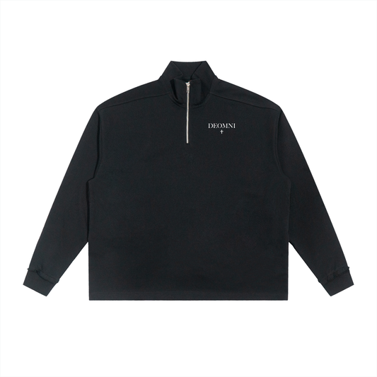 Half-Zip Rolled Edge Fleece Sweatshirt